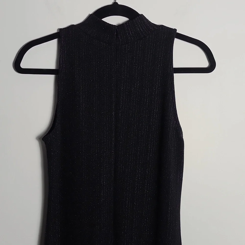 MICHAEL KORS Mock Neck Black Metallic Knit Size Small